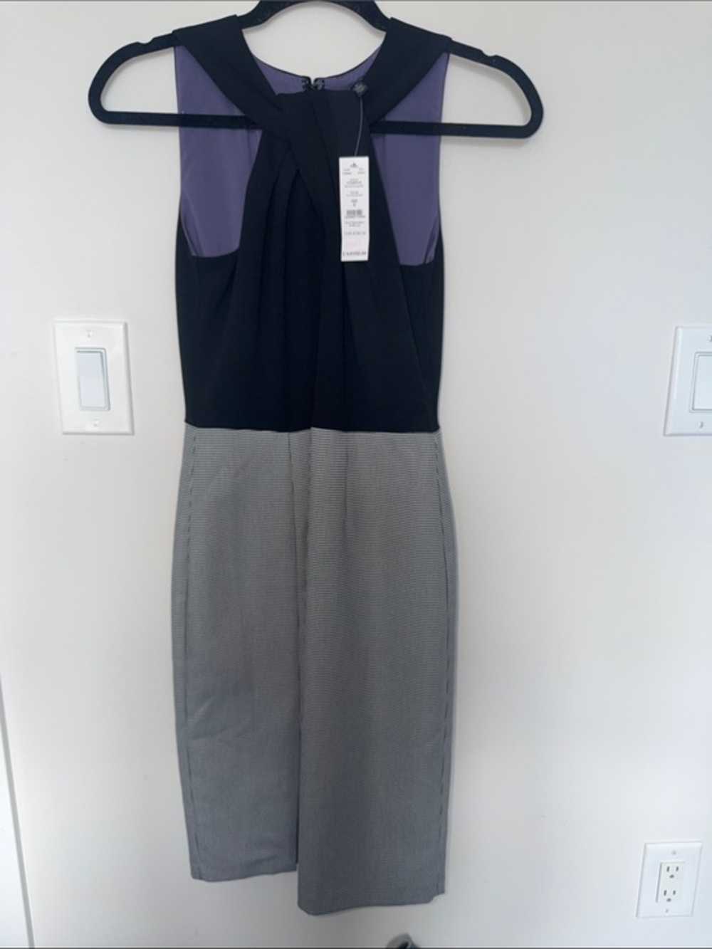 White House Black Market Mixed-Media Suiting Sheath Dress